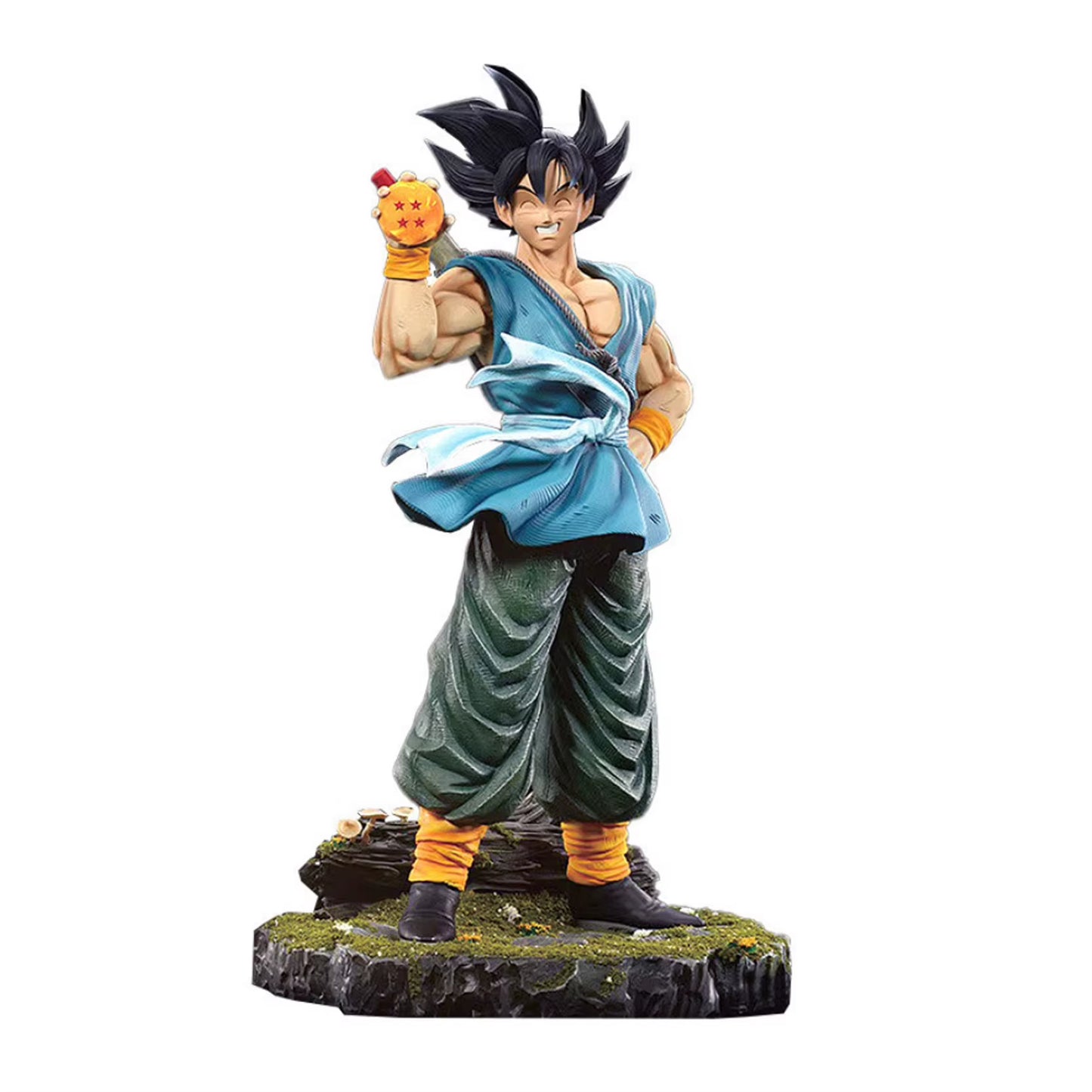 41cm Dragon Ball Z Goku Figurine - Happy Laughing Goku with Four Star Dragon Ball Statue Model - Collectible Action Figure Gift