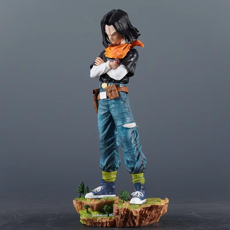 29cm Dragon Ball Z Anime Android 17 Action Figure - Black Pearl PVC Model Statue for Collection and Decoration