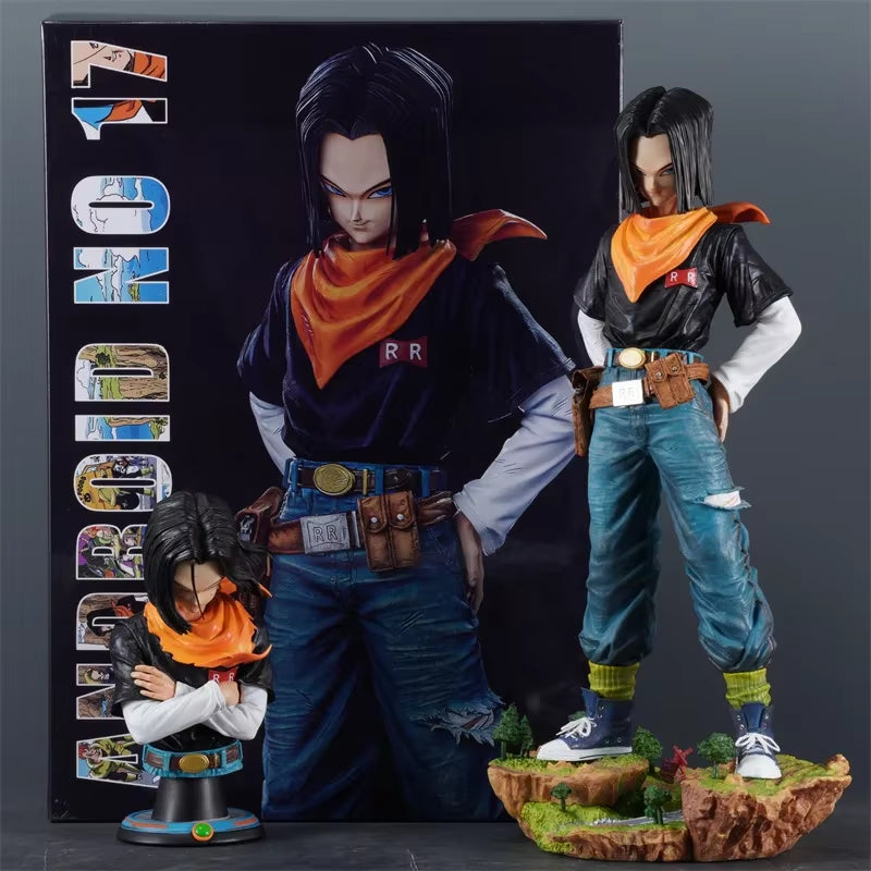 29cm Dragon Ball Z Anime Android 17 Action Figure - Black Pearl PVC Model Statue for Collection and Decoration