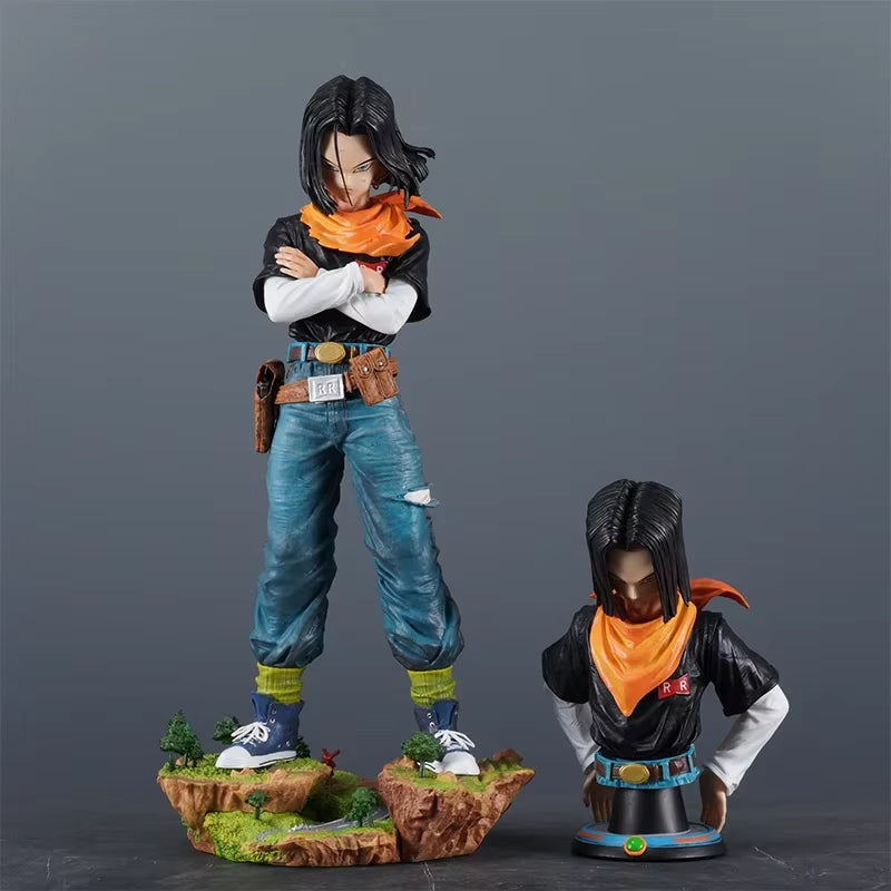 29cm Dragon Ball Z Anime Android 17 Action Figure - Black Pearl PVC Model Statue for Collection and Decoration