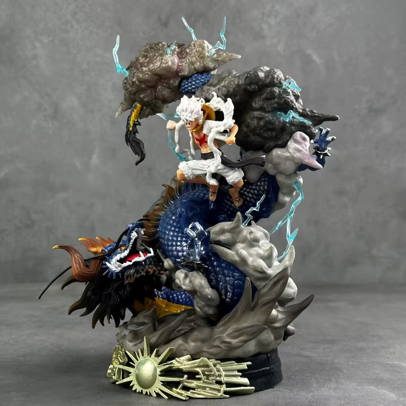 One Piece Luffy Vs Kaidou Figures 24Cm Luffy Gear 5 Statue Nika Luffy Figurine Gk Figurine Model Doll Desktop Ornament Toy Gift
