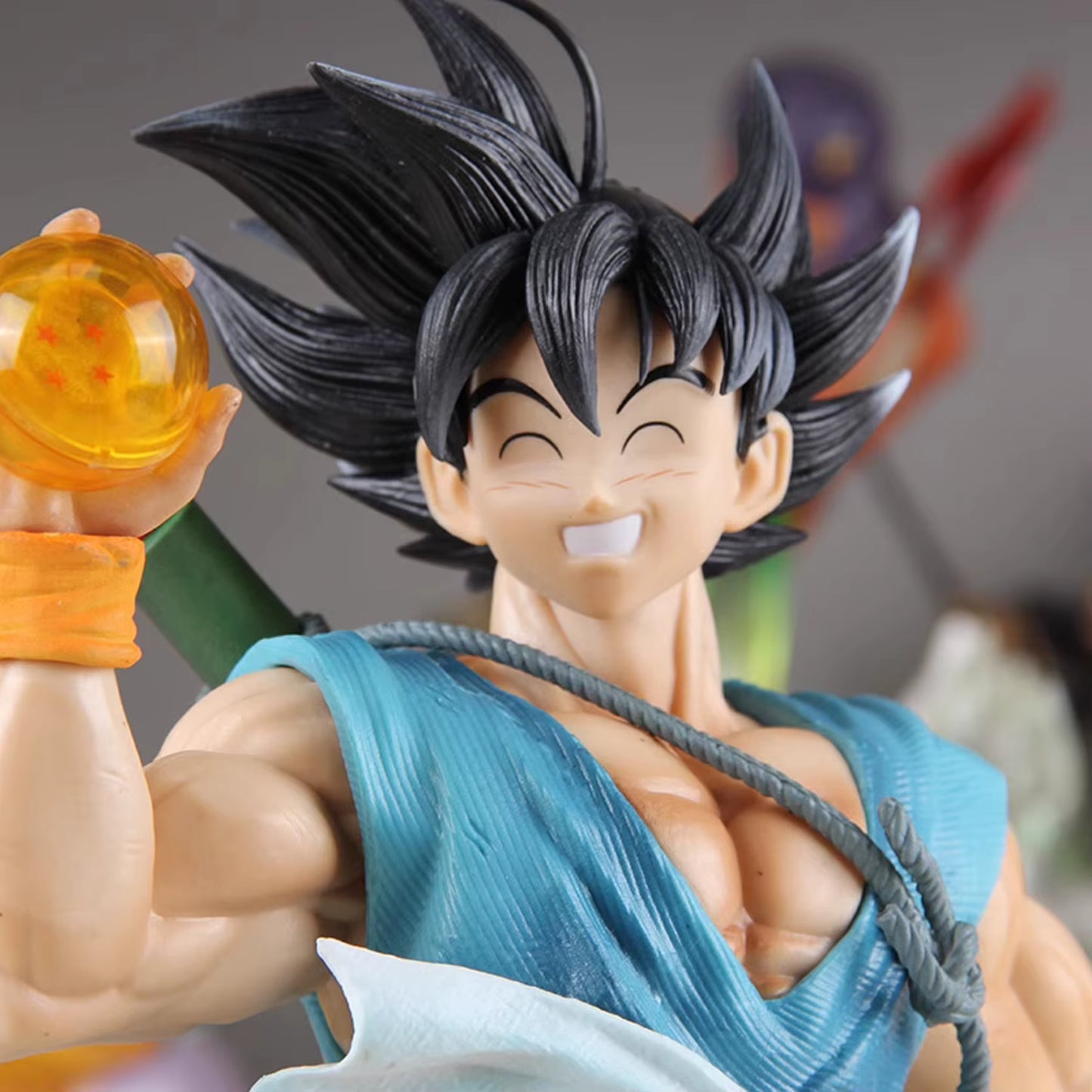 41cm Dragon Ball Z Goku Figurine - Happy Laughing Goku with Four Star Dragon Ball Statue Model - Collectible Action Figure Gift