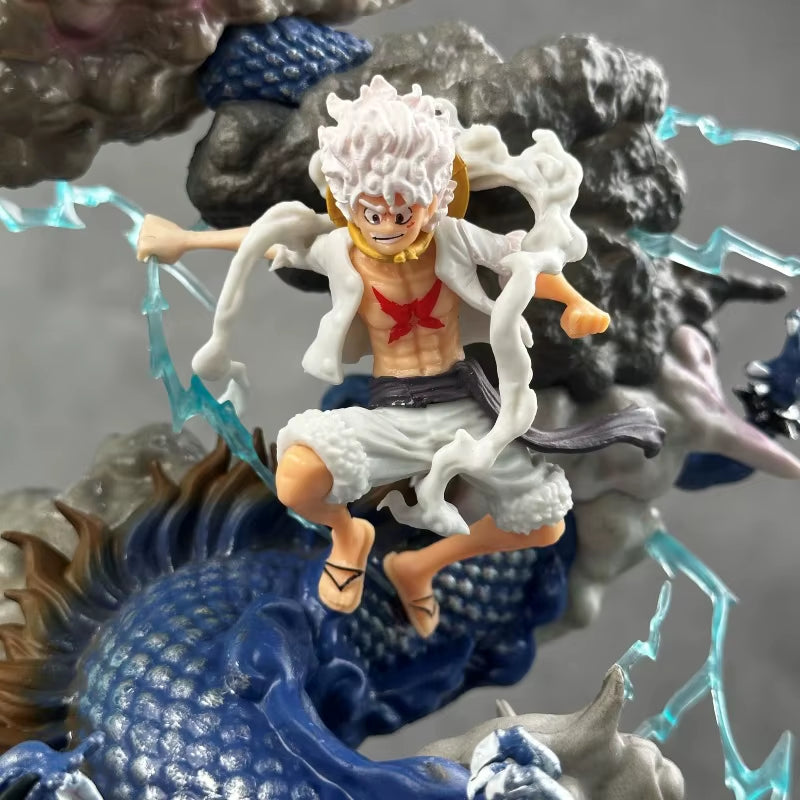 One Piece Luffy Vs Kaidou Figures 24Cm Luffy Gear 5 Statue Nika Luffy Figurine Gk Figurine Model Doll Desktop Ornament Toy Gift