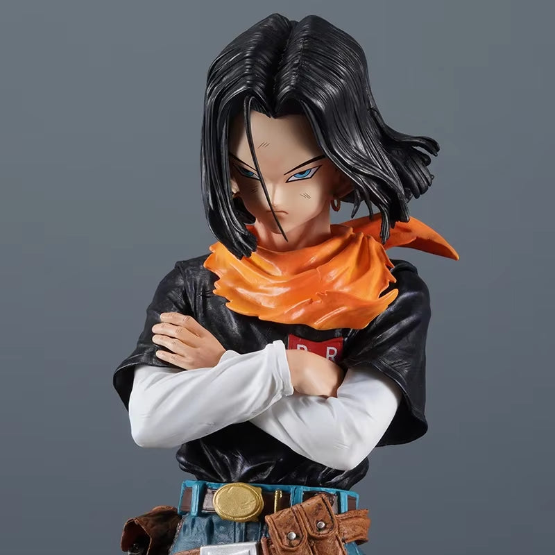 29cm Dragon Ball Z Anime Android 17 Action Figure - Black Pearl PVC Model Statue for Collection and Decoration