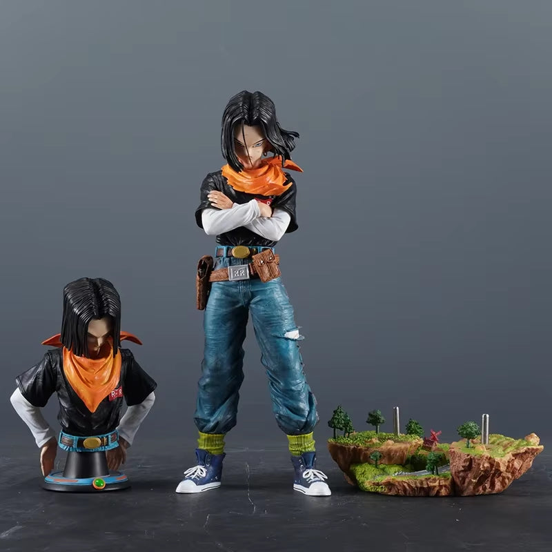 29cm Dragon Ball Z Anime Android 17 Action Figure - Black Pearl PVC Model Statue for Collection and Decoration