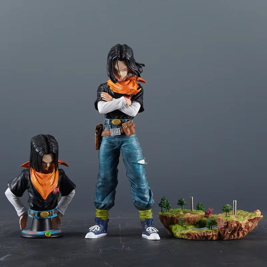 29cm Dragon Ball Z Anime Android 17 Action Figure - Black Pearl PVC Model Statue for Collection and Decoration