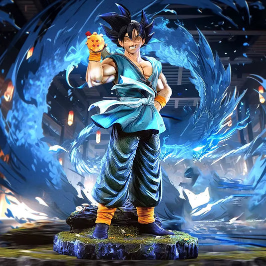 41cm Dragon Ball Z Goku Figurine - Happy Laughing Goku with Four Star Dragon Ball Statue Model - Collectible Action Figure Gift