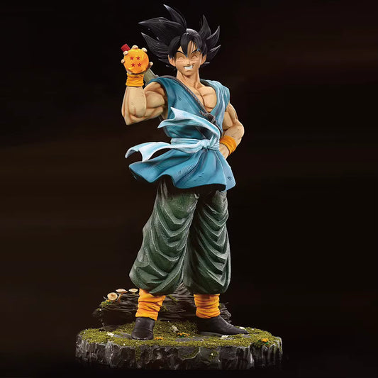41cm Dragon Ball Z Goku Figurine - Happy Laughing Goku with Four Star Dragon Ball Statue Model - Collectible Action Figure Gift