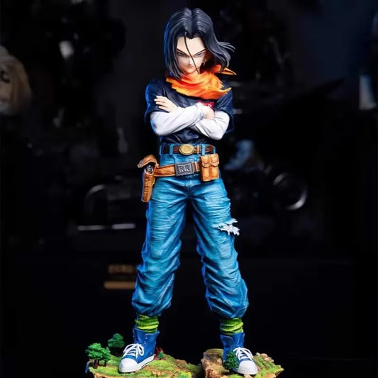29cm Dragon Ball Z Anime Android 17 Action Figure - Black Pearl PVC Model Statue for Collection and Decoration